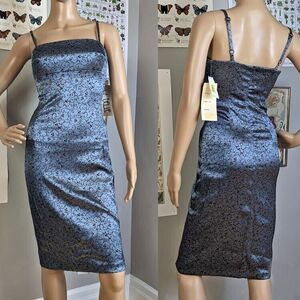 NWT Vintage 90s La Belle Mini Dress Silver Floral Design Empire Waist Size 3